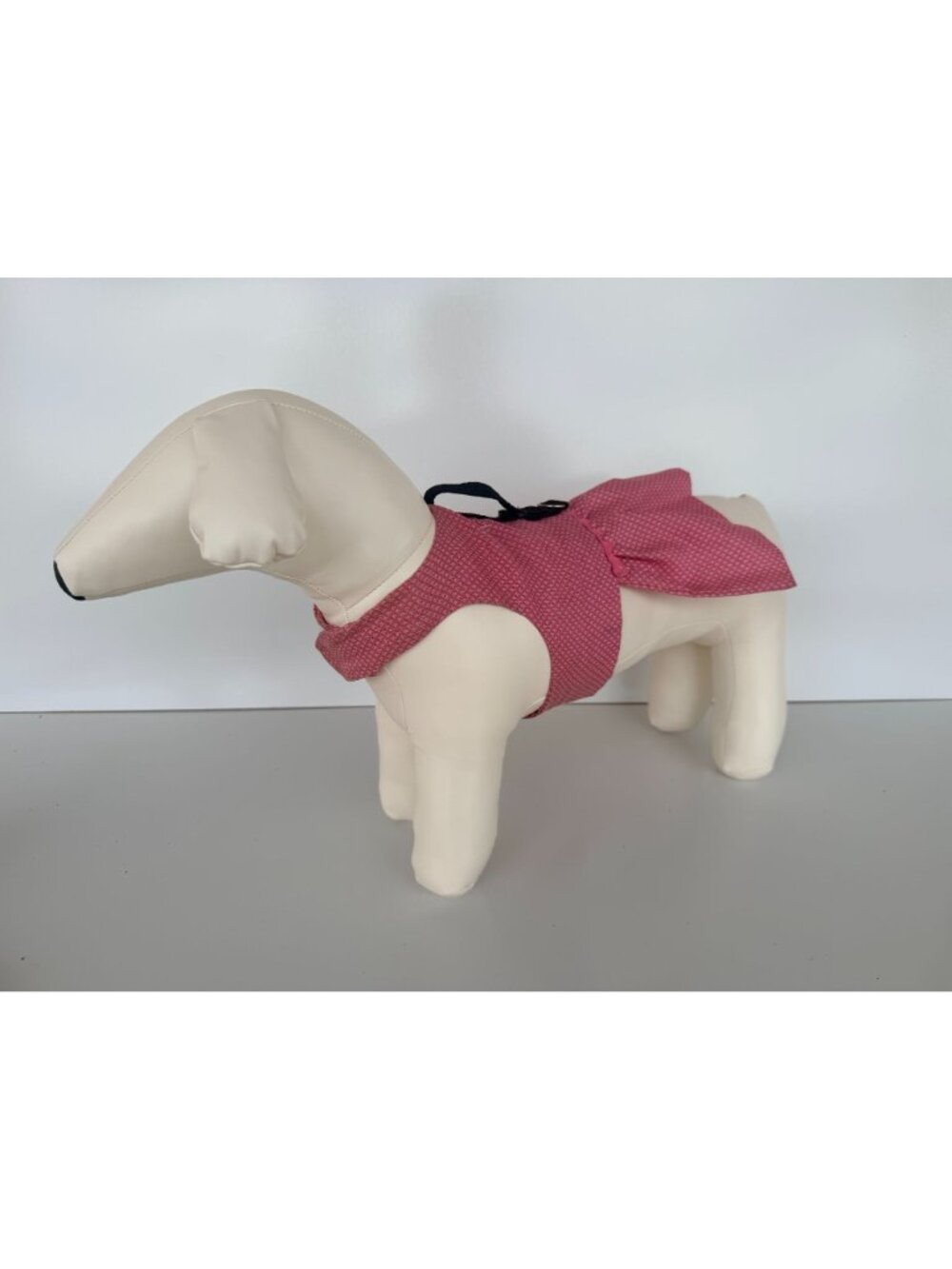 Handmade Small Dog Adjustable Dress w Harness Pink Tiny Cross Ruffled Skirt - Picture 2 of 4